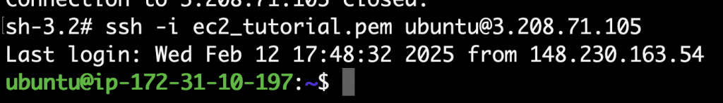 screenshot of macOs for logged in on your AWS instance