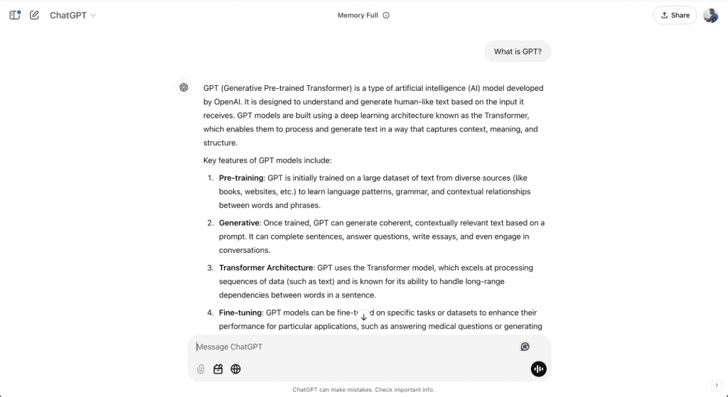 screenshot of how ChatGPT looks like