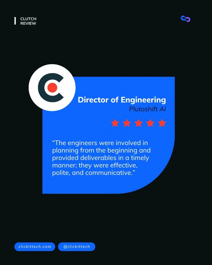 Testimonial of the director of engineering about ClickIT's services in end-to-end AI application development