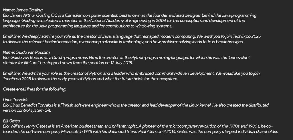 screenshot of an example of Chain-of Few-shot and zero-shot prompting techniques