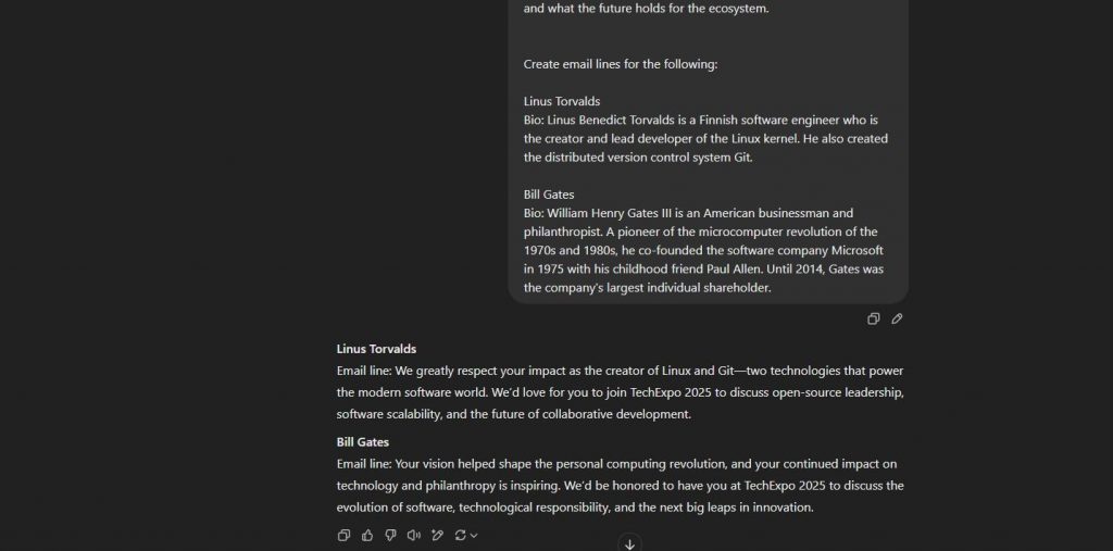 screenshot of the response of 2. Few-shot and zero-shot prompting techniques