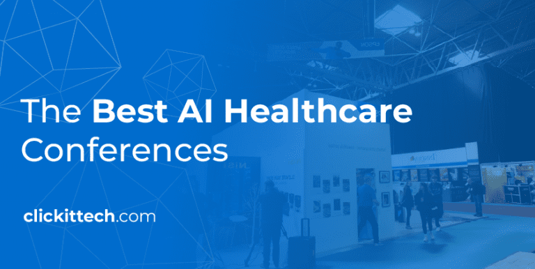 banner for the best AI Healthcare Conferences blog by ClickIT